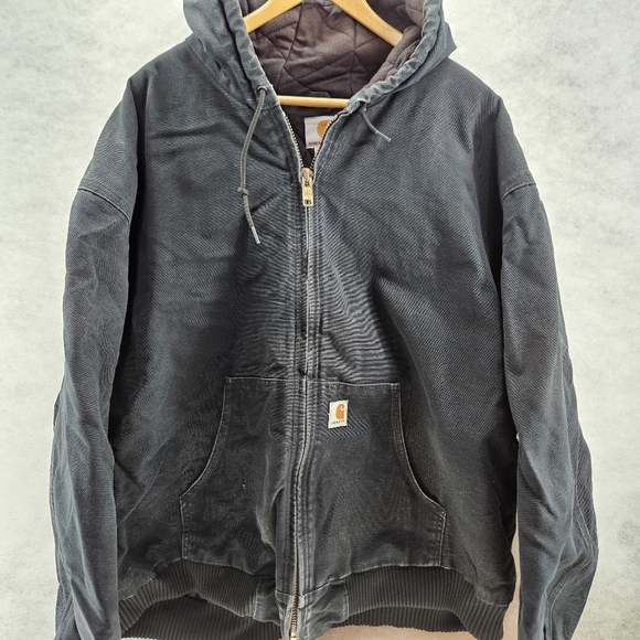VTG Carhartt Jacket‎ Mens 3XL J140 BLK UFCW Union Quilted Flannel Lined USA Made - Picture 2 of 10